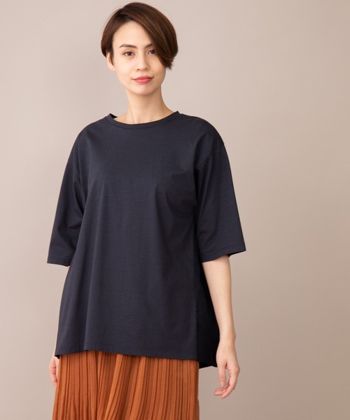 Munich（ミューニック）の「プレミアムコットンリネンジャージー　ドッキングTシャツ（Tシャツ/カットソー・レディース・ホワイト/ネイビー/レッド/カーキ・FREE）」の14枚目の写真