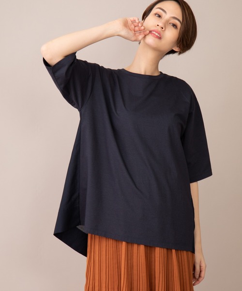 Munich（ミューニック）の「プレミアムコットンリネンジャージー　ドッキングTシャツ（Tシャツ/カットソー・レディース・ホワイト/ネイビー/レッド/カーキ・FREE）」の15枚目の写真