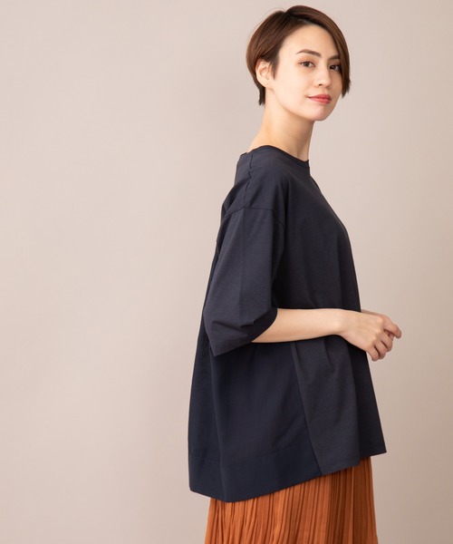 Munich（ミューニック）の「プレミアムコットンリネンジャージー　ドッキングTシャツ（Tシャツ/カットソー・レディース・ホワイト/ネイビー/レッド/カーキ・FREE）」の16枚目の写真