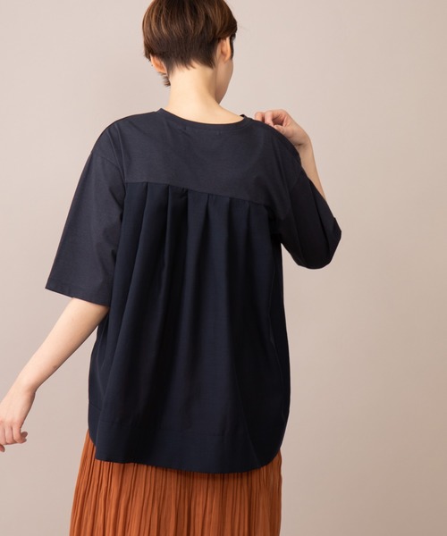 Munich（ミューニック）の「プレミアムコットンリネンジャージー　ドッキングTシャツ（Tシャツ/カットソー・レディース・ホワイト/ネイビー/レッド/カーキ・FREE）」の17枚目の写真