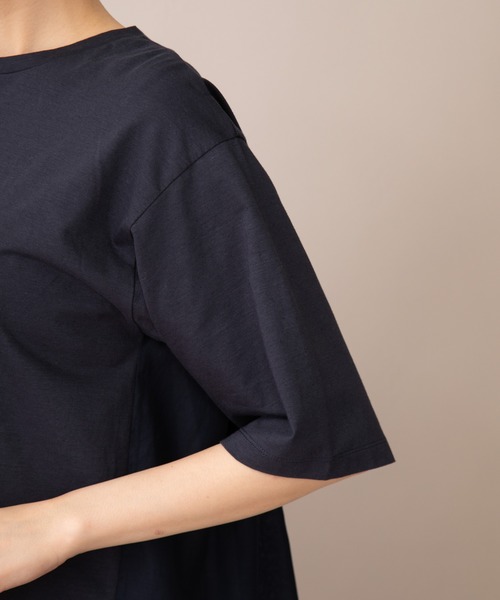 Munich（ミューニック）の「プレミアムコットンリネンジャージー　ドッキングTシャツ（Tシャツ/カットソー・レディース・ホワイト/ネイビー/レッド/カーキ・FREE）」の21枚目の写真