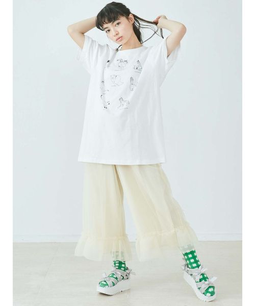 merry jenny（メリージェニー）の「チュールギャザーフレアパンツ（その他パンツ・レディース・アイボリー/ピンク/ベージュ・FREE）」の10枚目の写真