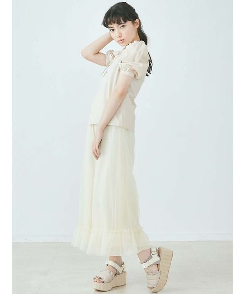merry jenny（メリージェニー）の「チュールギャザーフレアパンツ（その他パンツ・レディース・アイボリー/ピンク/ベージュ・FREE）」の9枚目の写真