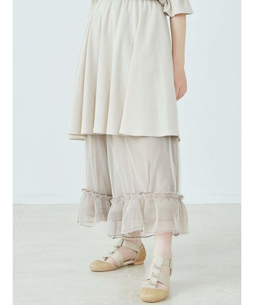 merry jenny（メリージェニー）の「チュールギャザーフレアパンツ（その他パンツ・レディース・アイボリー/ピンク/ベージュ・FREE）」の8枚目の写真