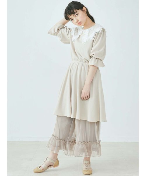 merry jenny（メリージェニー）の「チュールギャザーフレアパンツ（その他パンツ・レディース・アイボリー/ピンク/ベージュ・FREE）」の14枚目の写真