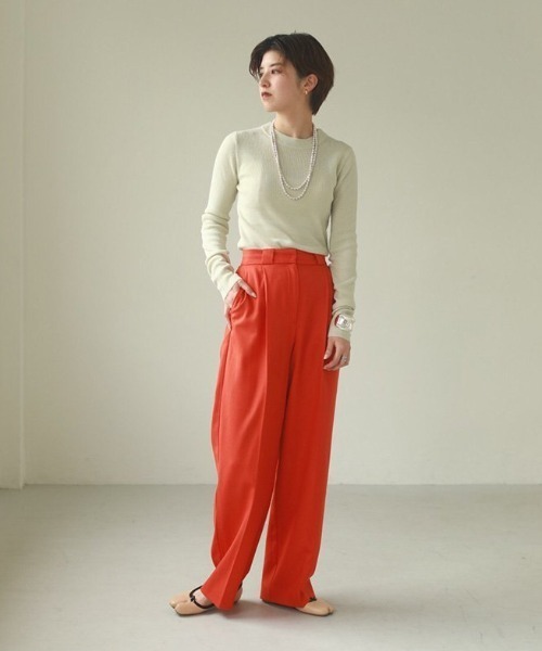 TODAYFUL（トゥデイフル）の「ソフトウールニット（ニット/セーター・レディース・ブラック/オレンジ/ライトグリーン/グリーン系その他/キナリ・FREE）」の6枚目の写真