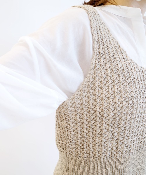 DouDou(ドゥドゥ)の「ニットビスチェ(ニット/セーター・レディース・ブラウン/ベージュ・FREE)」の7枚目の写真