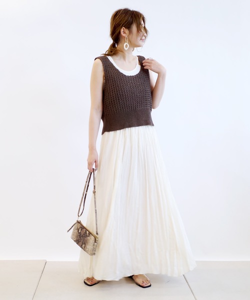 DouDou(ドゥドゥ)の「ニットビスチェ(ニット/セーター・レディース・ブラウン/ベージュ・FREE)」の17枚目の写真