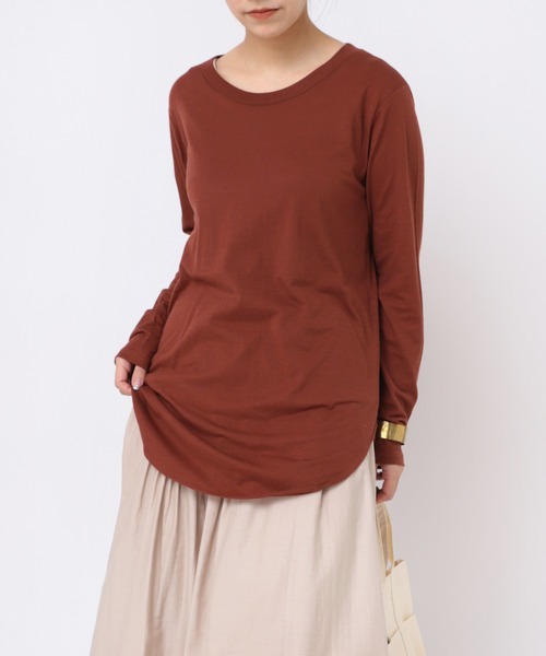 RNA-N(アールエヌエーエヌ)の「M1434 コットンナイロンシアーロンT(Tシャツ/カットソー・レディース・ホワイト/ブラウン/ブルー/グレイッシュベージュ・MEDIUM)」の1枚目の写真