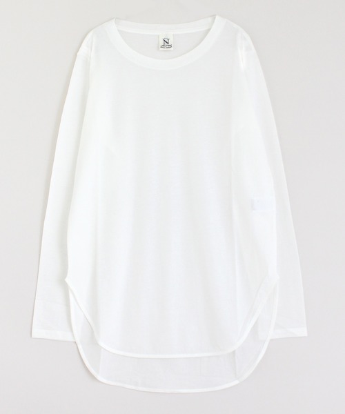 RNA-N(アールエヌエーエヌ)の「M1434 コットンナイロンシアーロンT(Tシャツ/カットソー・レディース・ホワイト/ブラウン/ブルー/グレイッシュベージュ・MEDIUM)」の2枚目の写真