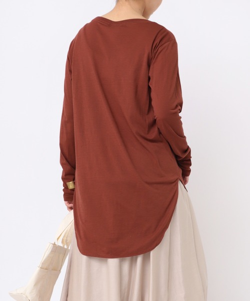 RNA-N(アールエヌエーエヌ)の「M1434 コットンナイロンシアーロンT(Tシャツ/カットソー・レディース・ホワイト/ブラウン/ブルー/グレイッシュベージュ・MEDIUM)」の13枚目の写真