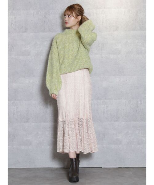 dazzlin（ダズリン）の「レースロングマーメイドスカート（スカート・レディース・オフホワイト/ブラック/モカ/アイボリー/ブラウン・FREE）」の10枚目の写真