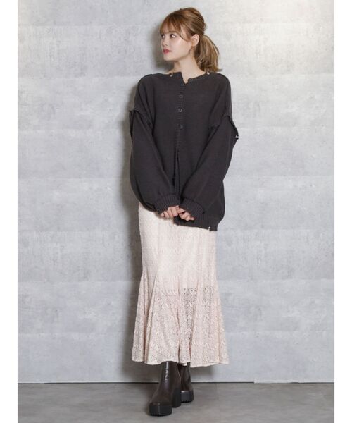 dazzlin（ダズリン）の「レースロングマーメイドスカート（スカート・レディース・オフホワイト/ブラック/モカ/アイボリー/ブラウン・FREE）」の11枚目の写真