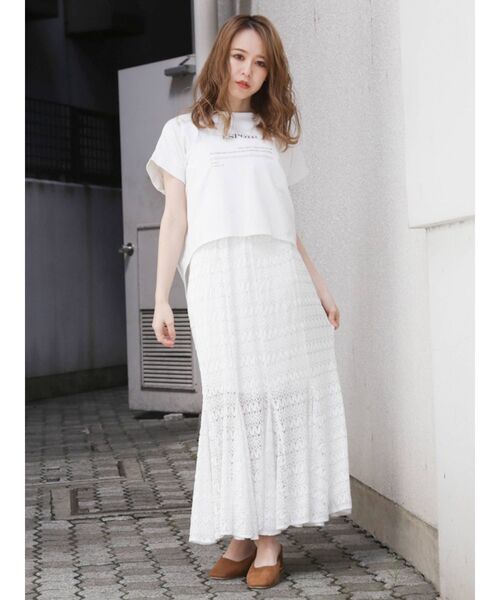 dazzlin（ダズリン）の「レースロングマーメイドスカート（スカート・レディース・オフホワイト/ブラック/モカ/アイボリー/ブラウン・FREE）」の14枚目の写真