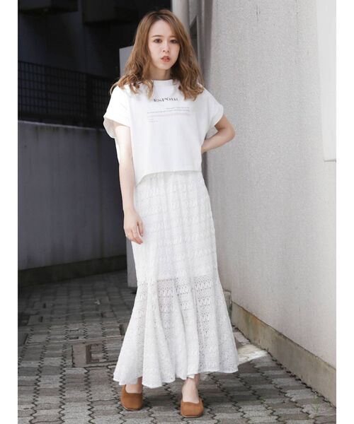 dazzlin（ダズリン）の「レースロングマーメイドスカート（スカート・レディース・オフホワイト/ブラック/モカ/アイボリー/ブラウン・FREE）」の16枚目の写真