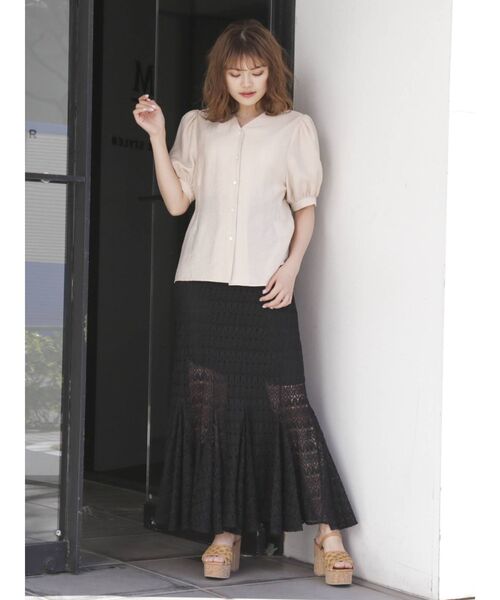 dazzlin（ダズリン）の「レースロングマーメイドスカート（スカート・レディース・オフホワイト/ブラック/モカ/アイボリー/ブラウン・FREE）」の18枚目の写真