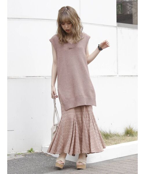 dazzlin（ダズリン）の「レースロングマーメイドスカート（スカート・レディース・オフホワイト/ブラック/モカ/アイボリー/ブラウン・FREE）」の19枚目の写真