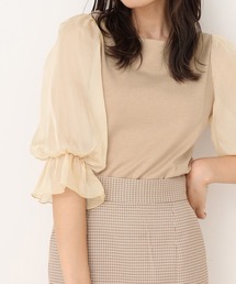 one after another NICE CLAUP | ドットチュール袖コンシャストップス(Tシャツ/カットソー)