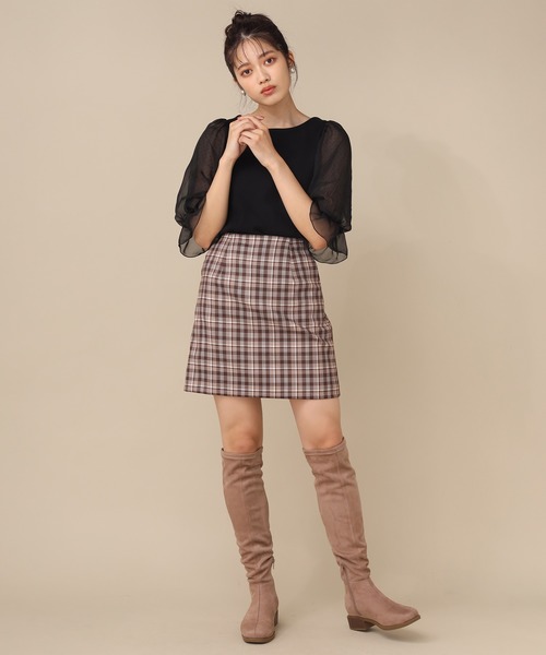 one after another NICE CLAUP(ワンアフターアナザーナイスクラップ)の「ドットチュール袖コンシャストップス(Tシャツ/カットソー・レディース・オフホワイト/ブラック/ブラウン/ベージュ・FREE)」の17枚目の写真