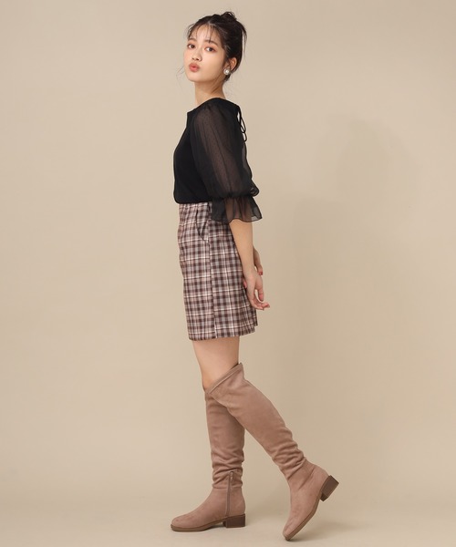 one after another NICE CLAUP(ワンアフターアナザーナイスクラップ)の「ドットチュール袖コンシャストップス(Tシャツ/カットソー・レディース・オフホワイト/ブラック/ブラウン/ベージュ・FREE)」の20枚目の写真
