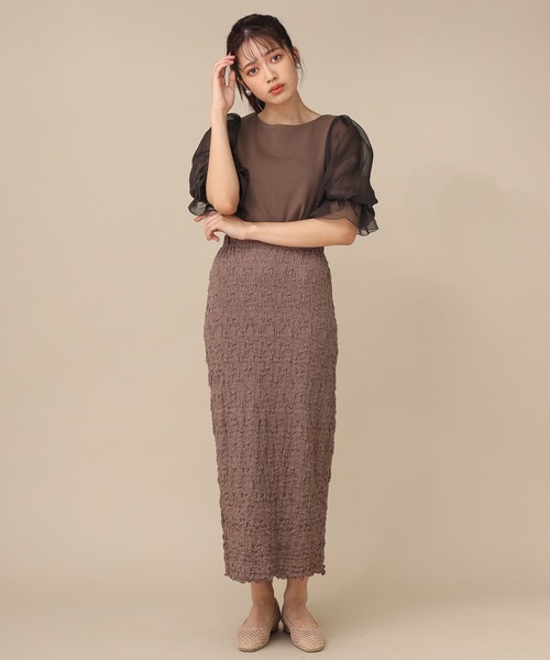 one after another NICE CLAUP(ワンアフターアナザーナイスクラップ)の「ドットチュール袖コンシャストップス(Tシャツ/カットソー・レディース・オフホワイト/ブラック/ブラウン/ベージュ・FREE)」の21枚目の写真