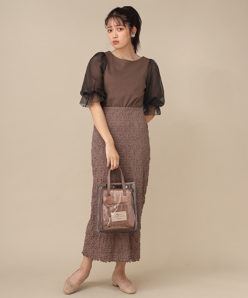 one after another NICE CLAUP(ワンアフターアナザーナイスクラップ)の「ドットチュール袖コンシャストップス(Tシャツ/カットソー・レディース・オフホワイト/ブラック/ブラウン/ベージュ・FREE)」の22枚目の写真