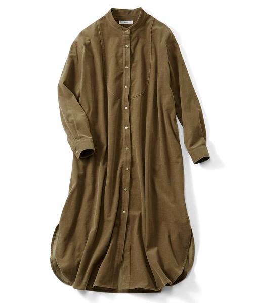 IEDIT(イディット)の「IEDIT 小森美穂子さんコラボ はおりにもなる こなれシルエットの大人コーデュロイワンピース〈ブラウン〉(シャツワンピース・レディース・ブラウン・MEDIUM/LARGE/X-LARGE/XX-LARGE/NS/NM)」の5枚目の写真