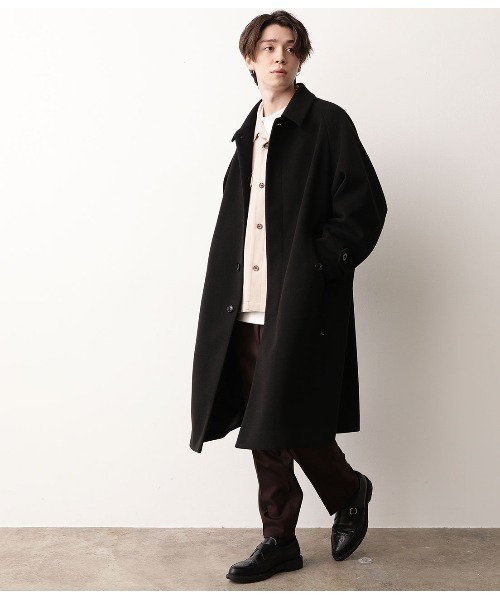 JUNRED（ジュンレッド）の「ドルマンステンカラーオーバーコート（ステンカラーコート・メンズ・ブラック/ダークブラウン/ベージュ系その他・S/M/L）」の7枚目の写真