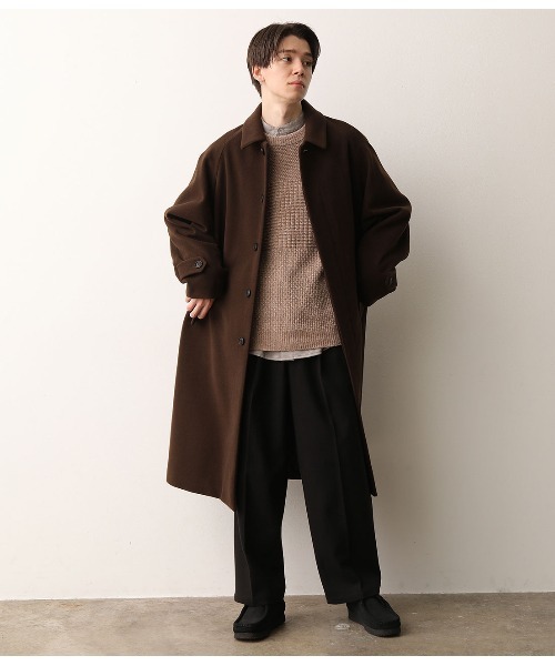 JUNRED（ジュンレッド）の「ドルマンステンカラーオーバーコート（ステンカラーコート・メンズ・ブラック/ダークブラウン/ベージュ系その他・S/M/L）」の11枚目の写真