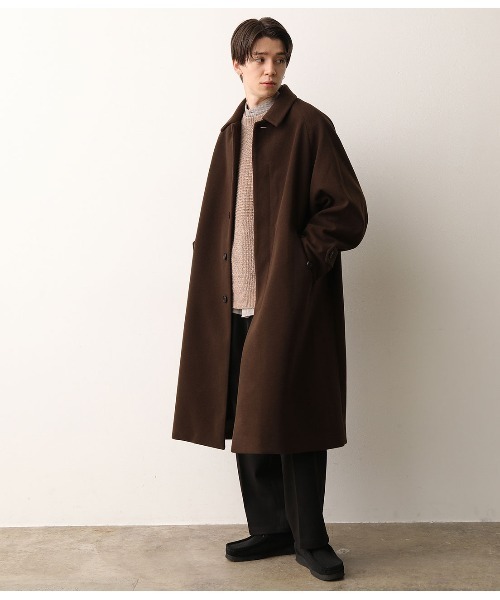 JUNRED（ジュンレッド）の「ドルマンステンカラーオーバーコート（ステンカラーコート・メンズ・ブラック/ダークブラウン/ベージュ系その他・S/M/L）」の12枚目の写真