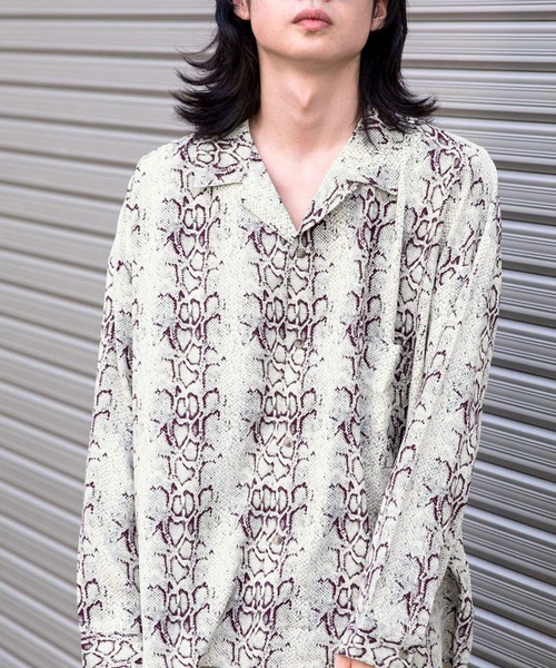 Seal限定商品 オープンカラーシャツ 幾何学 レトロ ペイズリー パイソン 和柄 シャツ ブラウス Basque Magenta バスクマゼンタ のファッション トップス Magenta Basque ドレープ リラックス シャツ ブラウス Docesregionais Com