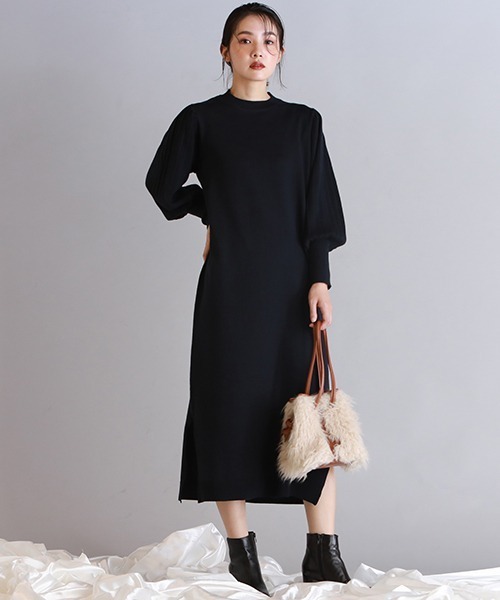 手洗い可能 袖プリーツニットワンピース ワンピース Droite Lautreamont ドロワットロートレアモン のファッション通販 Zozotown