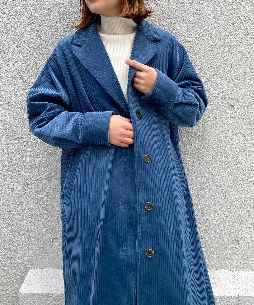 PICCIN（ピッチン）の「コーデュロイオーバーコート（その他アウター・レディース・ブラック/ブルー/アイボリー・M）」の4枚目の写真