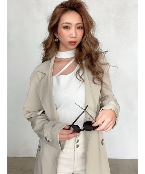 RESEXXY（リゼクシー）の「アシメチョーカーニットトップス（ニット/セーター・レディース・ブラック/ベージュ/オフホワイト/グリーン・FREE）」の13枚目の写真