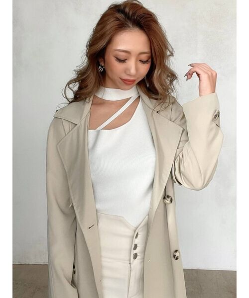 RESEXXY（リゼクシー）の「アシメチョーカーニットトップス（ニット/セーター・レディース・ブラック/ベージュ/オフホワイト/グリーン・FREE）」の14枚目の写真