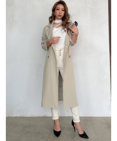 RESEXXY（リゼクシー）の「アシメチョーカーニットトップス（ニット/セーター・レディース・ブラック/ベージュ/オフホワイト/グリーン・FREE）」の7枚目の写真