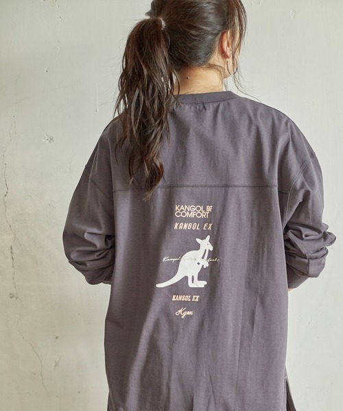 KANGOL EXTRA COMFORT（カンゴールエクストラコンフォート）の「MIX ロゴ裾ラウンドチュニック（チュニック・レディース・ブラック/サックスブルー/チャコールグレー/オフホワイト・LL/M/L）」の3枚目の写真