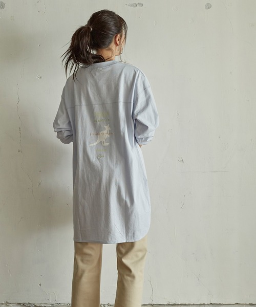 KANGOL EXTRA COMFORT（カンゴールエクストラコンフォート）の「MIX ロゴ裾ラウンドチュニック（チュニック・レディース・ブラック/サックスブルー/チャコールグレー/オフホワイト・LL/M/L）」の9枚目の写真