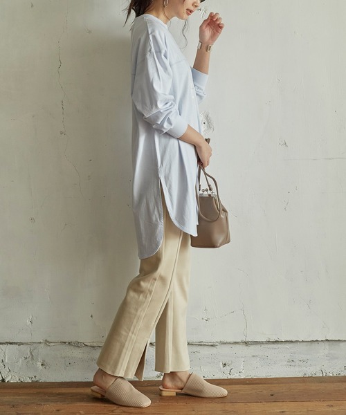 KANGOL EXTRA COMFORT（カンゴールエクストラコンフォート）の「MIX ロゴ裾ラウンドチュニック（チュニック・レディース・ブラック/サックスブルー/チャコールグレー/オフホワイト・LL/M/L）」の5枚目の写真