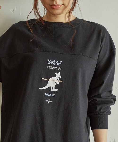 KANGOL EXTRA COMFORT（カンゴールエクストラコンフォート）の「MIX ロゴ裾ラウンドチュニック（チュニック・レディース・ブラック/サックスブルー/チャコールグレー/オフホワイト・LL/M/L）」の14枚目の写真