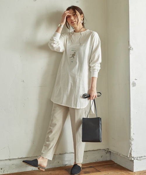 KANGOL EXTRA COMFORT（カンゴールエクストラコンフォート）の「MIX ロゴ裾ラウンドチュニック（チュニック・レディース・ブラック/サックスブルー/チャコールグレー/オフホワイト・LL/M/L）」の19枚目の写真