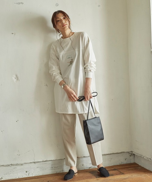 KANGOL EXTRA COMFORT（カンゴールエクストラコンフォート）の「MIX ロゴ裾ラウンドチュニック（チュニック・レディース・ブラック/サックスブルー/チャコールグレー/オフホワイト・LL/M/L）」の12枚目の写真