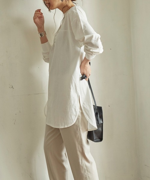 KANGOL EXTRA COMFORT（カンゴールエクストラコンフォート）の「MIX ロゴ裾ラウンドチュニック（チュニック・レディース・ブラック/サックスブルー/チャコールグレー/オフホワイト・LL/M/L）」の8枚目の写真