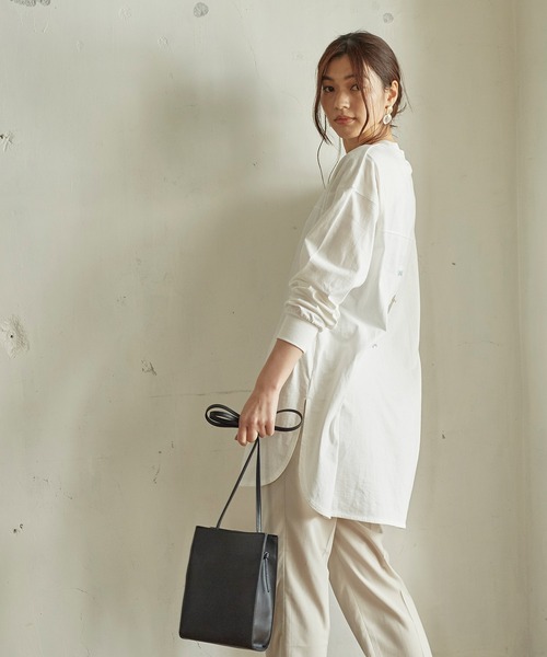 KANGOL EXTRA COMFORT（カンゴールエクストラコンフォート）の「MIX ロゴ裾ラウンドチュニック（チュニック・レディース・ブラック/サックスブルー/チャコールグレー/オフホワイト・LL/M/L）」の10枚目の写真