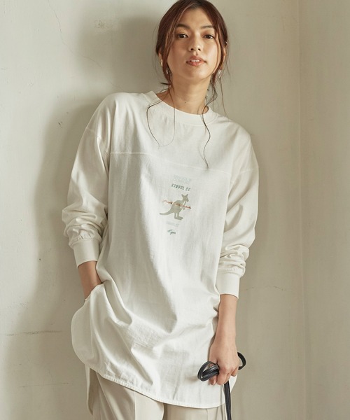 KANGOL EXTRA COMFORT（カンゴールエクストラコンフォート）の「MIX ロゴ裾ラウンドチュニック（チュニック・レディース・ブラック/サックスブルー/チャコールグレー/オフホワイト・LL/M/L）」の18枚目の写真