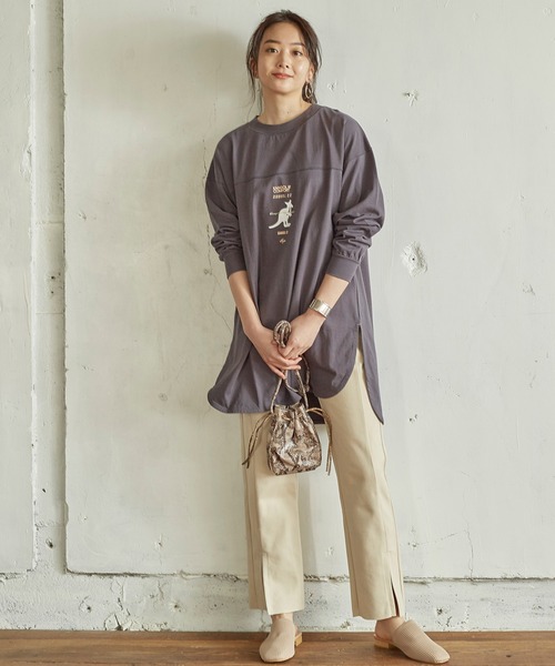 KANGOL EXTRA COMFORT（カンゴールエクストラコンフォート）の「MIX ロゴ裾ラウンドチュニック（チュニック・レディース・ブラック/サックスブルー/チャコールグレー/オフホワイト・LL/M/L）」の20枚目の写真