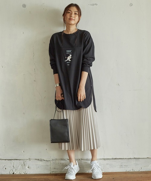 KANGOL EXTRA COMFORT（カンゴールエクストラコンフォート）の「MIX ロゴ裾ラウンドチュニック（チュニック・レディース・ブラック/サックスブルー/チャコールグレー/オフホワイト・LL/M/L）」の22枚目の写真