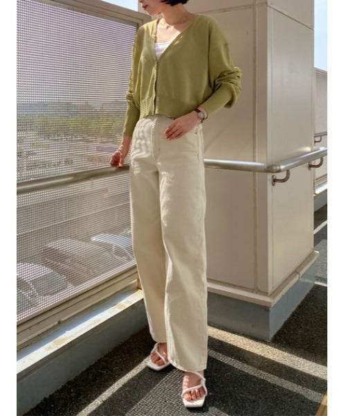 AZUL by moussy（アズールバイマウジー）の「HIGH WAIST DENIM WIDE /ハイウエストデニムワイド（デニムパンツ・レディース・ライトベージュ/オフホワイト/ライトブルー/ワンウォッシュ・LARGE/SMALL/MEDIUM/X-SMALL）」の10枚目の写真