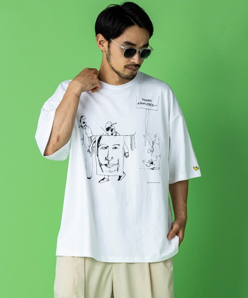 Mark Gonzales（マーク・ゴンザレス）の「Mark Gonzales(マーク ゴンザレス)イラストプリントハーフスリーブカットソー×7type（Tシャツ/カットソー・メンズ・ホワイト系7/ブラック系7/ブラック系1/ホワイト系1/ホワイト系3/ホワイト系4/ブラック系3/ブラック系5/ホワイト系6/ブラック系4/ホワイト系5/ブラック系6/ブラック系2/ホワイト系2/ホワイト系その他/ホワイト系8/ホワイト系9/ブラック系その他/ブラック系8/ブラック系9・M/L/XL）」の2枚目の写真