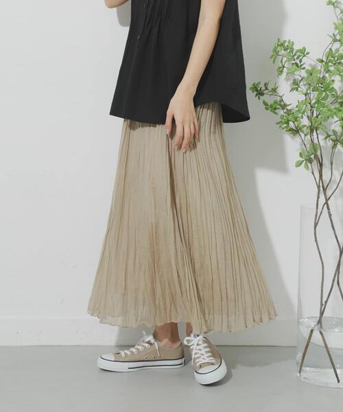 SENSE OF PLACE by URBAN RESEARCH（センスオブプレイスバイアーバンリサーチ）の「コットンシルクワッシャースカート（スカート・レディース・オレンジ/ブラック/ベージュ・ONE）」の3枚目の写真